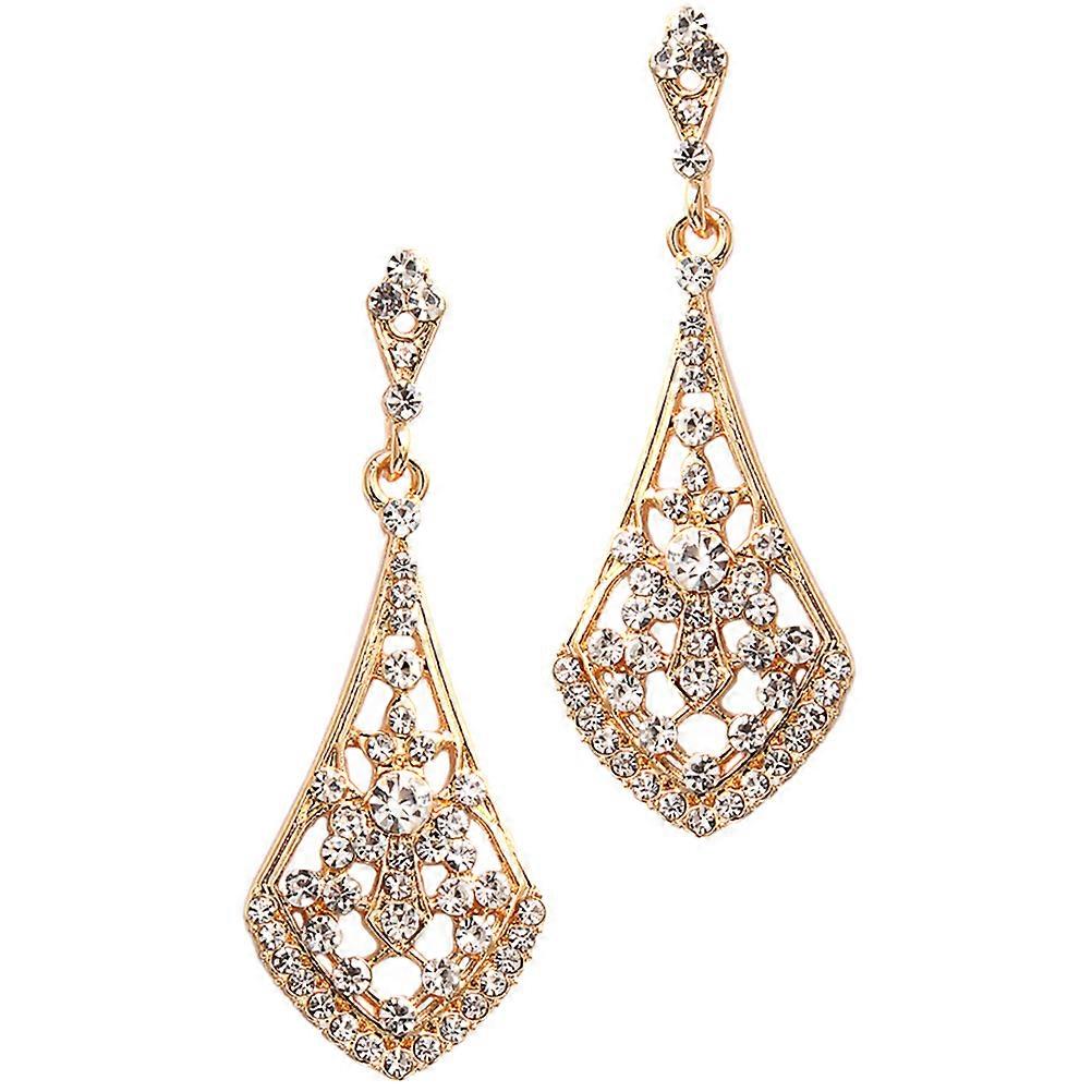 Sparkly Dangle Earrings Women Party Accessories Shape Golden 6x2cm Comfortable 1Pair