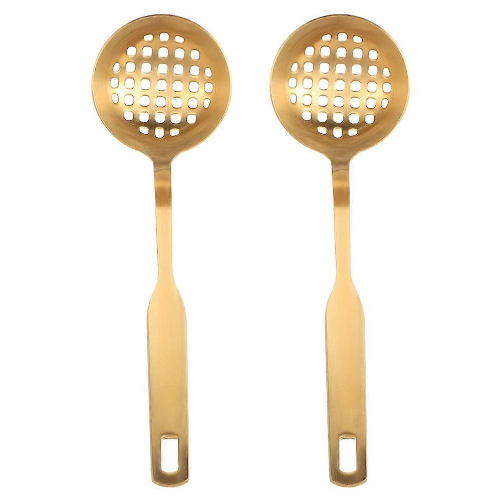 Metal Strainer Spoon Stainless Steel Thickened Hot Pot Soup Ladle Skimmer for Cooking Soups Home Cooks 2Pcs