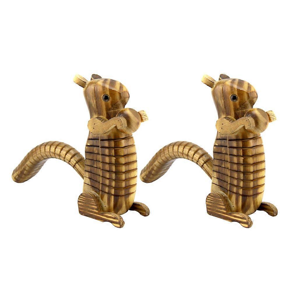 Lifelike Wooden Squirrel Adornment for Home Decor and Garden 2 Pieces Synthetical Material