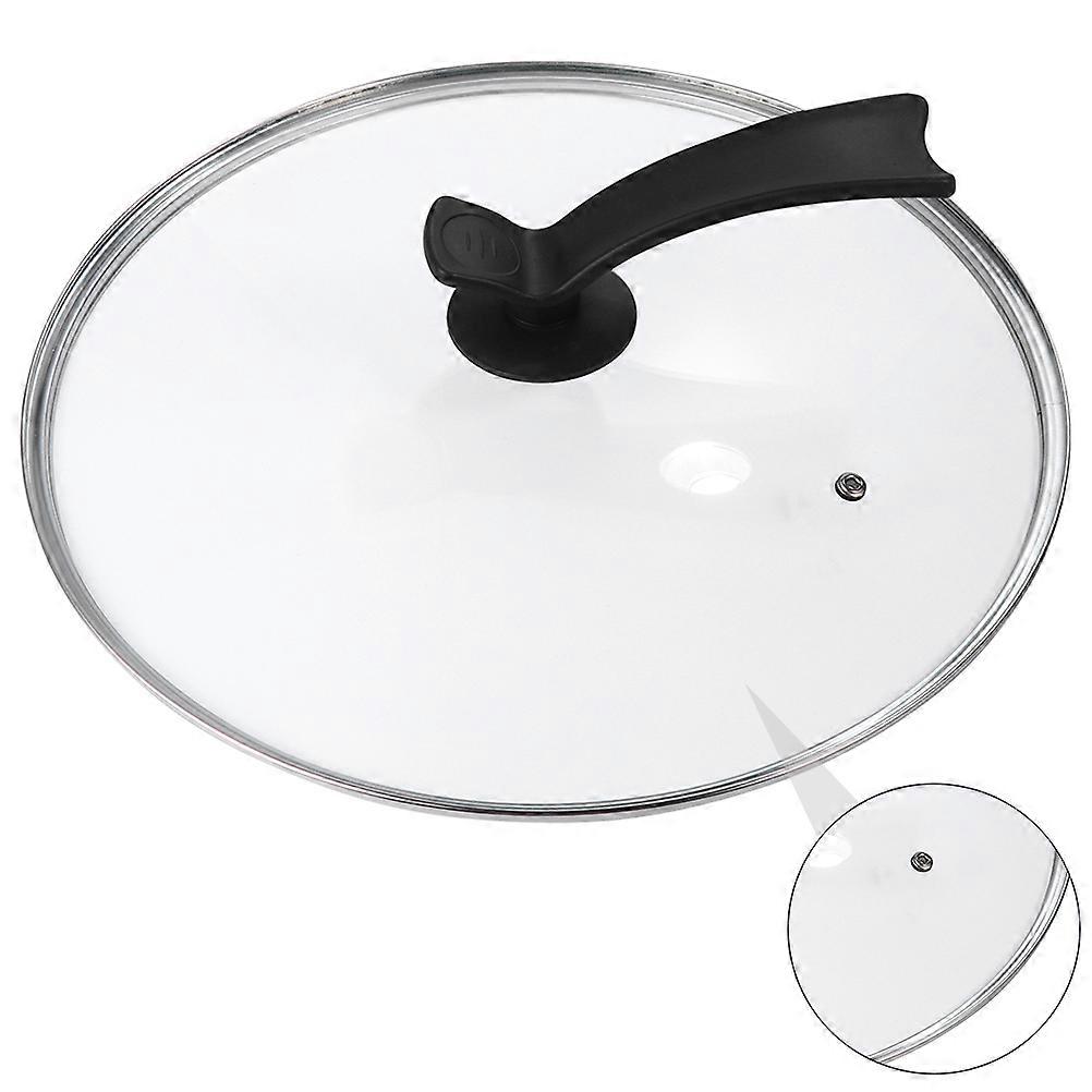 Universal Lid For Pots And Pans Round Safe Storage Space Saving Tempered Glass Cookware Lid 30cm With Black Handle 1Pc
