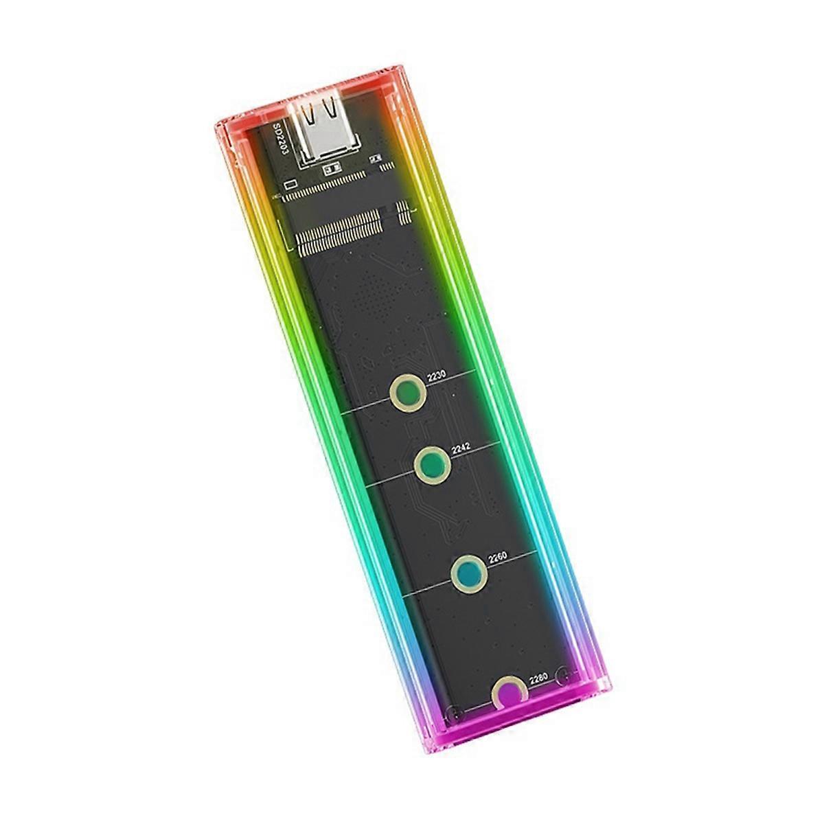 M2 SSD Case Portable SSD RGB Transparent Hard Disk Case 10Gbps for PC