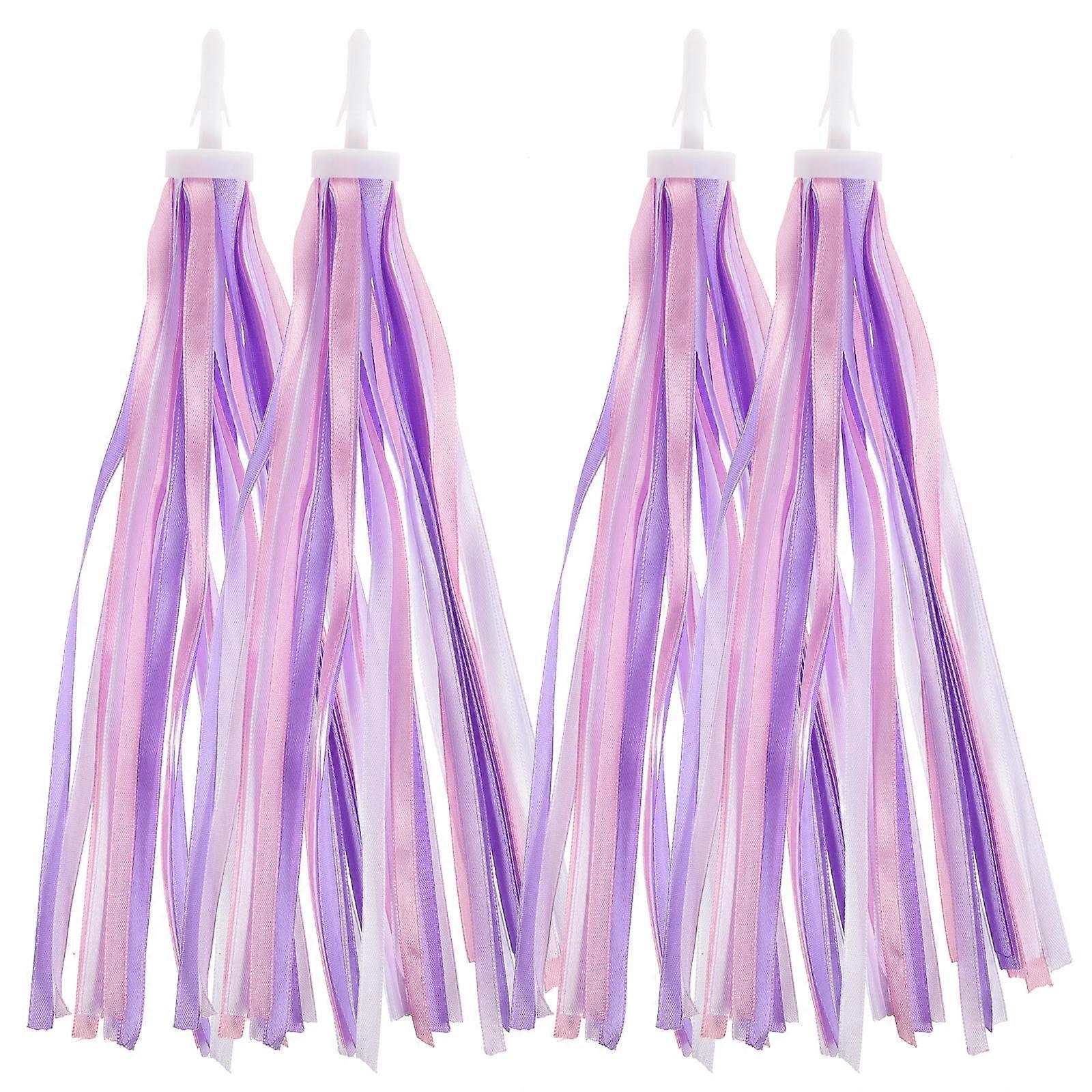 Bicycle Streamers Handlebar Kids Bike Grips Ribbon Pink For Riding Safety Feature 2Pairs
