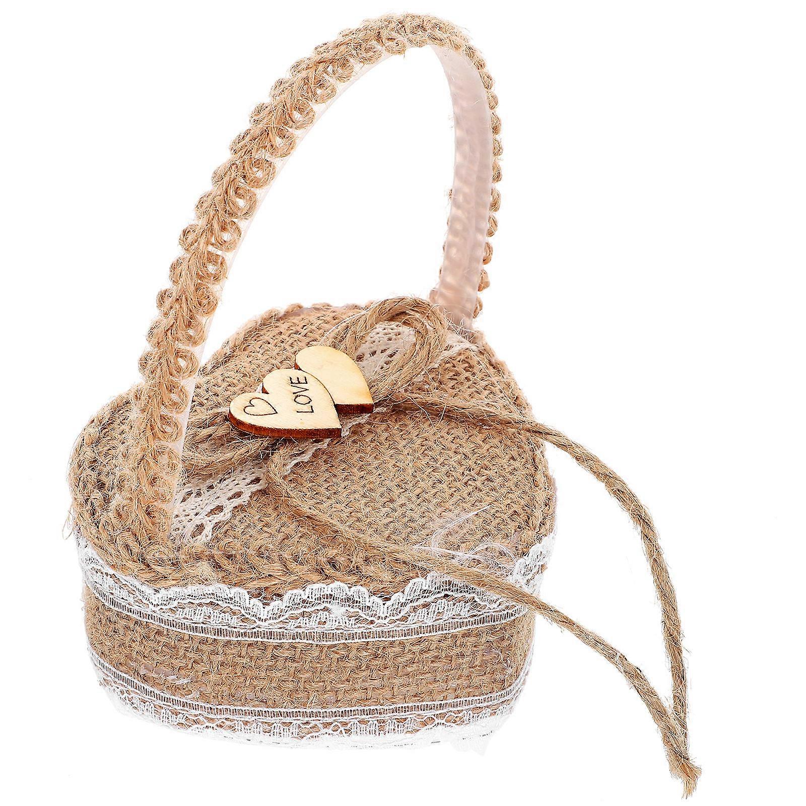 Rustic Wedding Ring Basket with Fabric Lining – Durable Jewelry Storage Organizer for Engagement, Proposal & Special Occasions – Easy Open & Close,