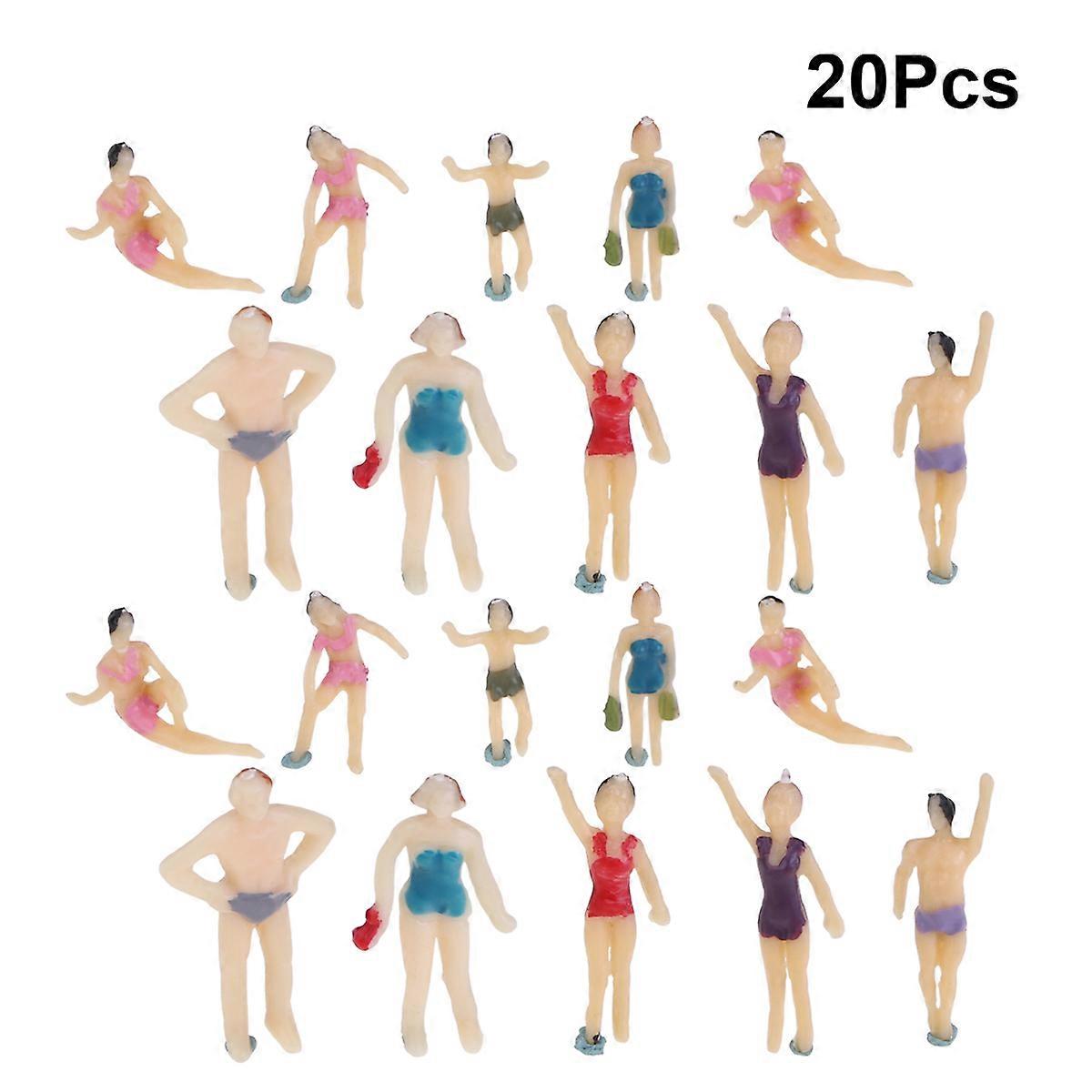 Miniature People Figures For Photography Swimsuit People Model Beach Party Micro Landscape Display Assorted Color 20Pcs