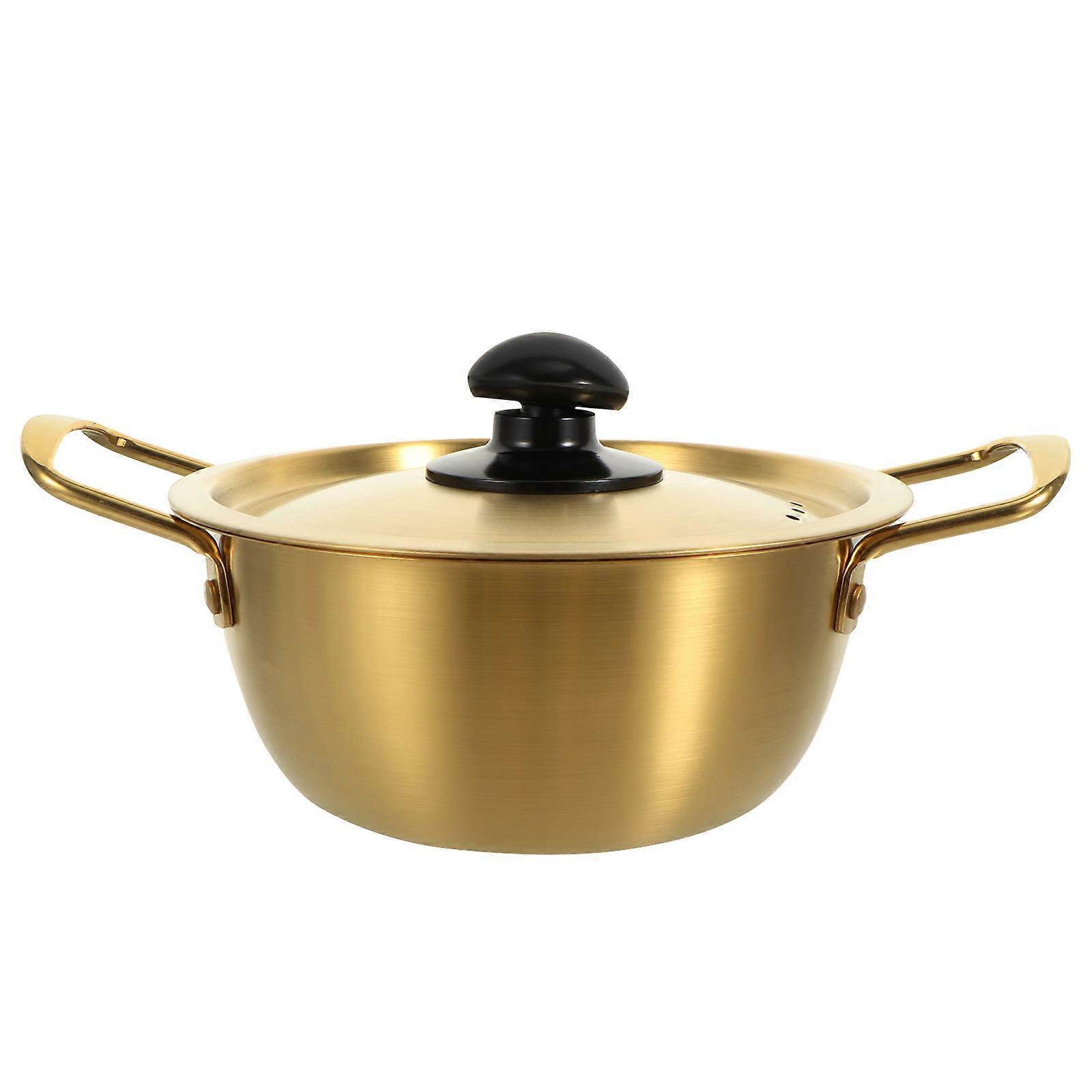 Stainless Steel Seafood Noodle Pot with Lid – Compact Korean Style Hot Pot for Instant Noodles, Soup, Ramen & Stewing