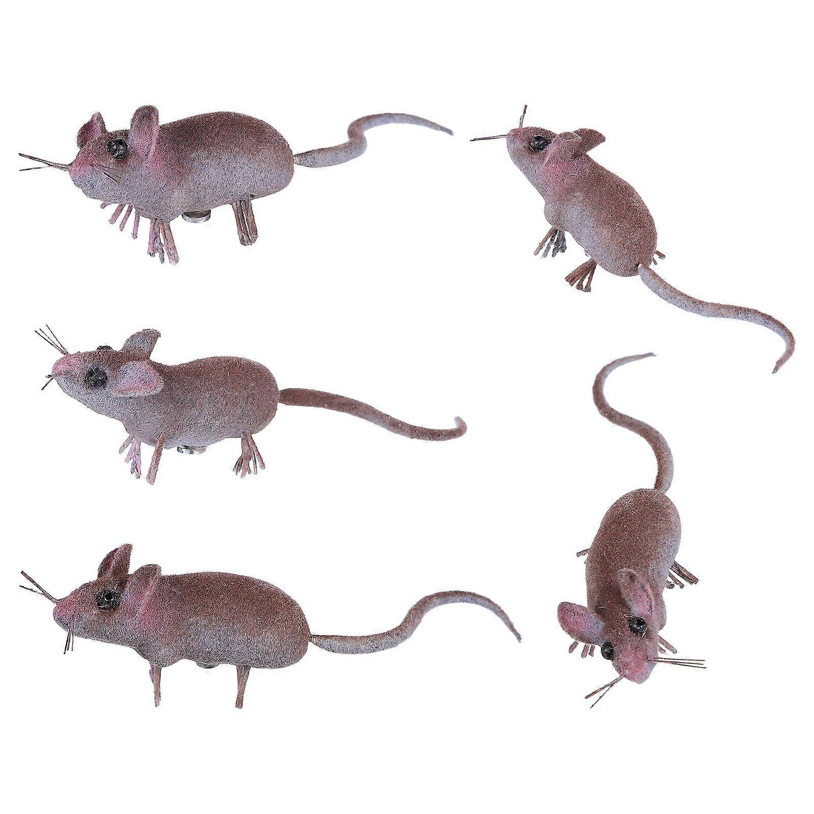 5pcs Mini Simulated Mouse Models for Micro Landscape Decoration Fake Mouse Ornaments Figurines