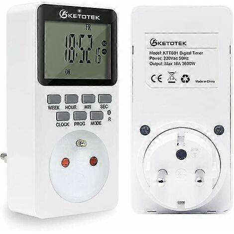 Plug-in Digital Timer Socket 16A 3600W LCD Display 20 Groups On/Off Proable Timer 24 Hours 7 Days AC220V Energy S