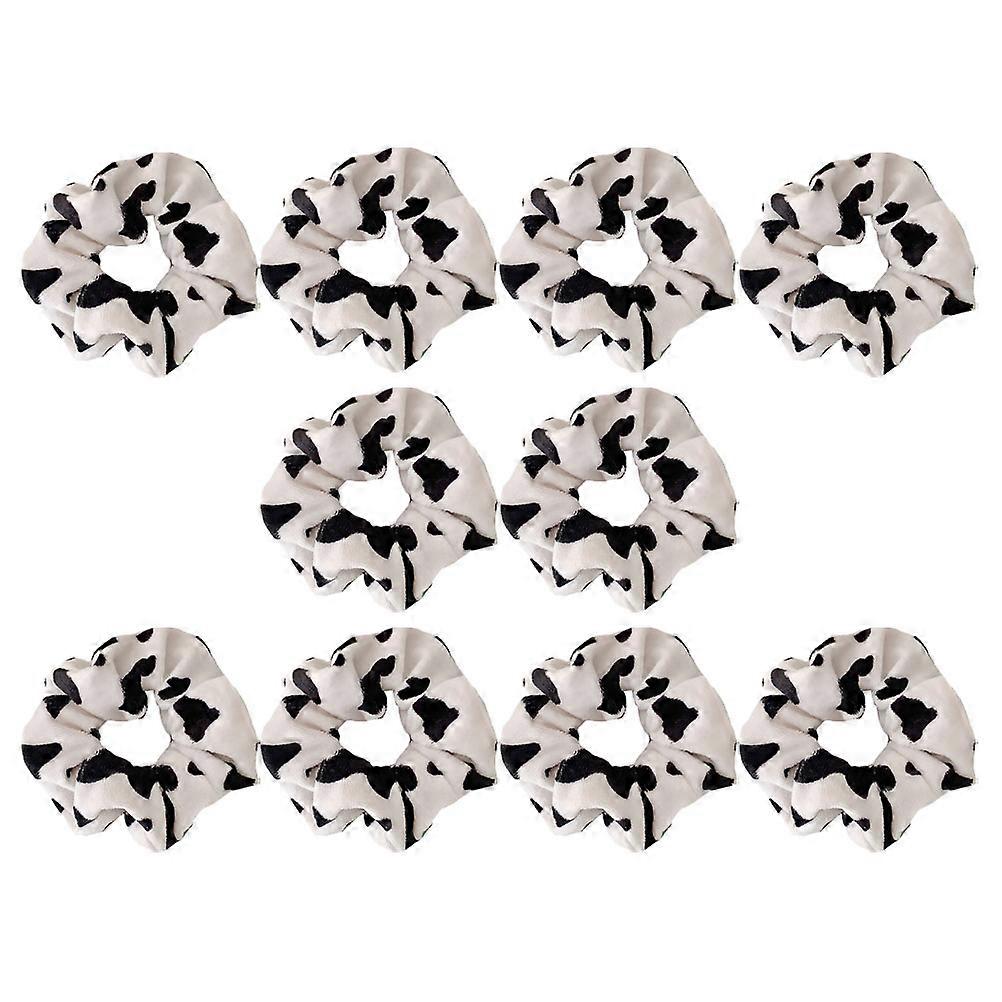 10PCS Cow Print Scrunchies Elastic Hair Bands for Durable Ponytail Holders, Soft Comfortable Hair Ropes, Stylish Accessories for Women Daily Wear