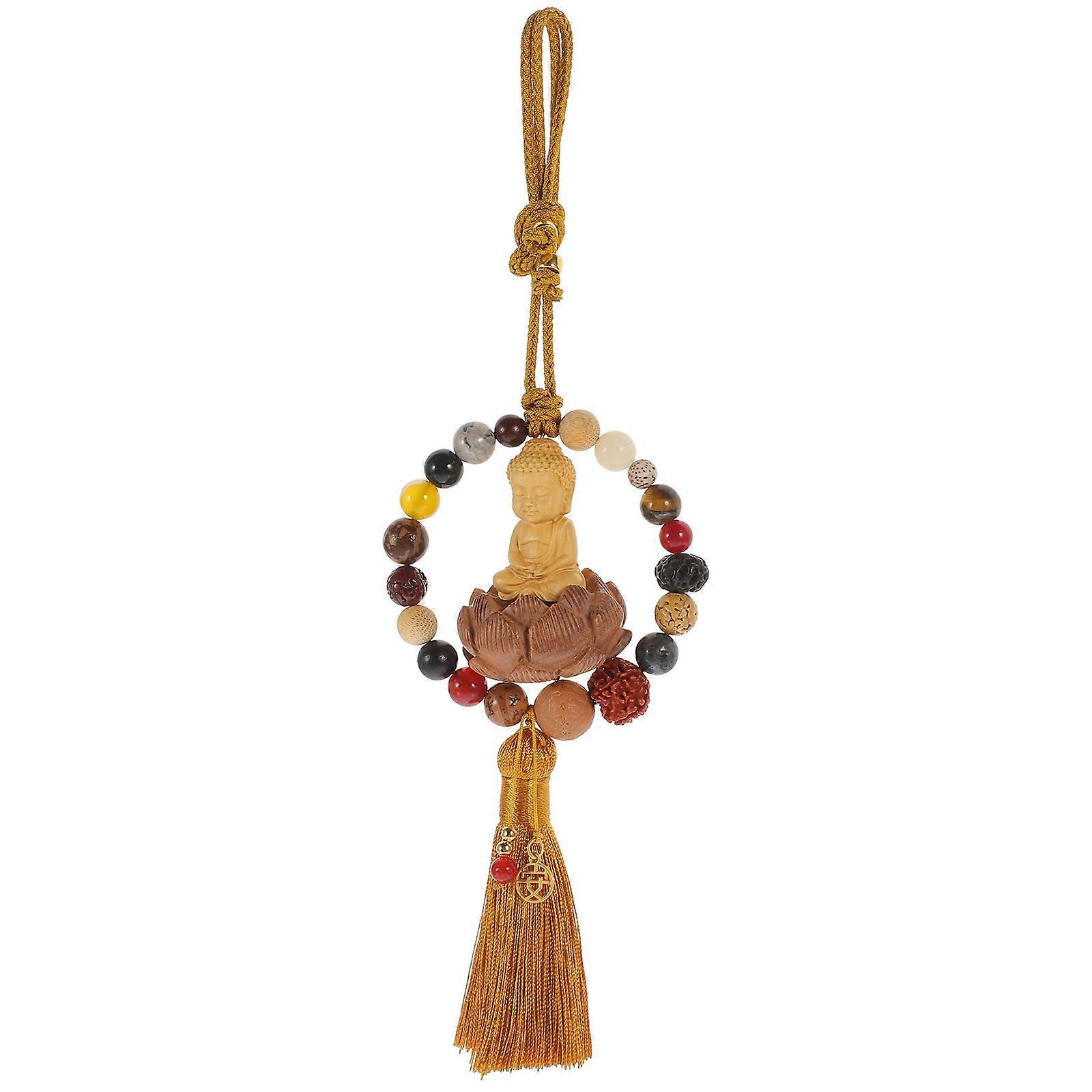 Buddha Statue Hanging Ornament Chinese Style Hanging Pendant Wall Decoration 8.7X3.1X1.2in 1Set