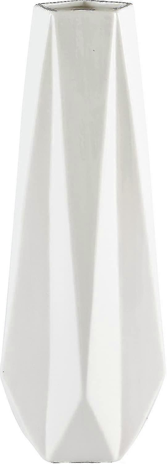 Modern Angular Stoneware Vase, 18.5cm High, White, Suitable for Various Brands