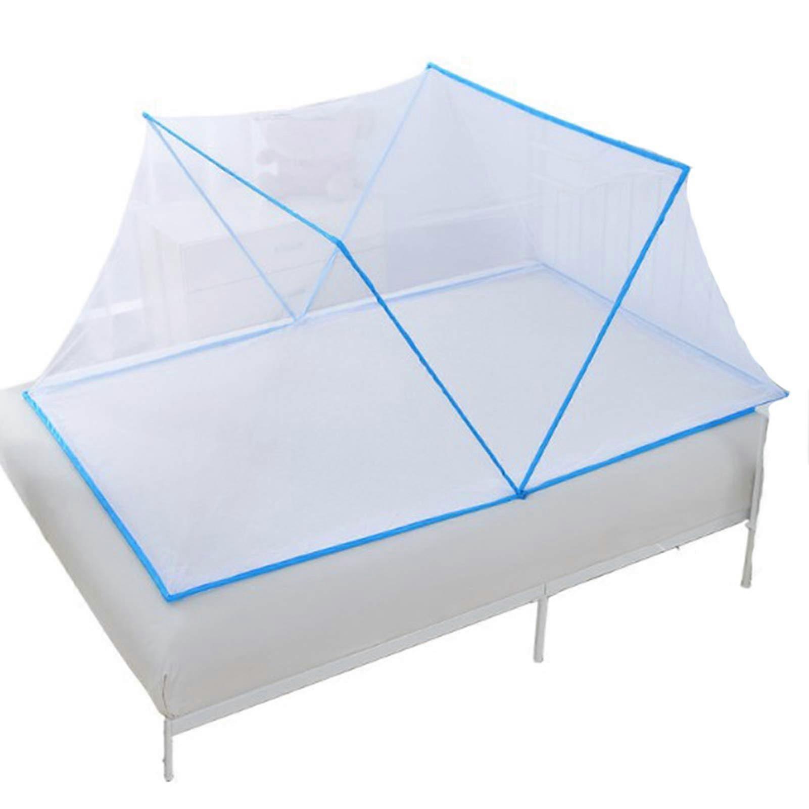 Portable Foldable Mosquito Net for Beds, Camping, Blue, 100 x 190 x 80 cm, Fits Single/Double Bed, Lightweight Design