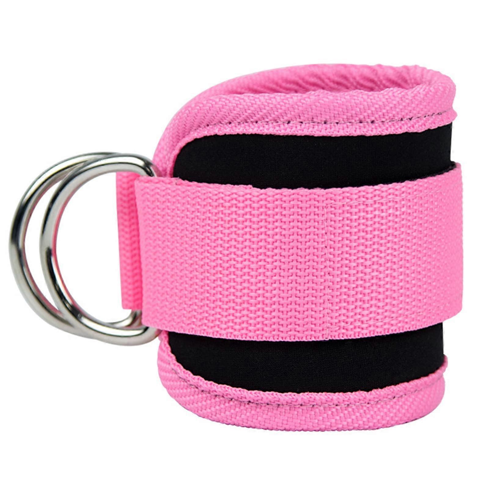 Wrist Ankle Cuffs Adjustable With D Rings For Pulley Lifting Belt And Cable Attachments Pink 1 Pc