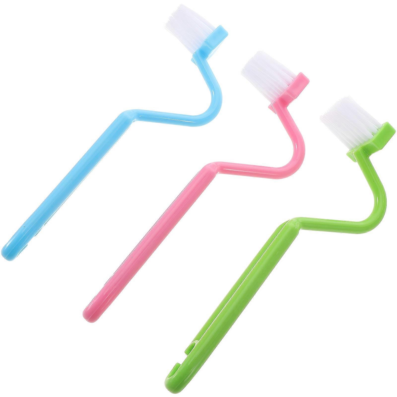 3pcs Curved Toilet Brush Set with V Shaped Edge for Efficient Under Rim Toilet Cleaning Plastic Bathroom Brush Set