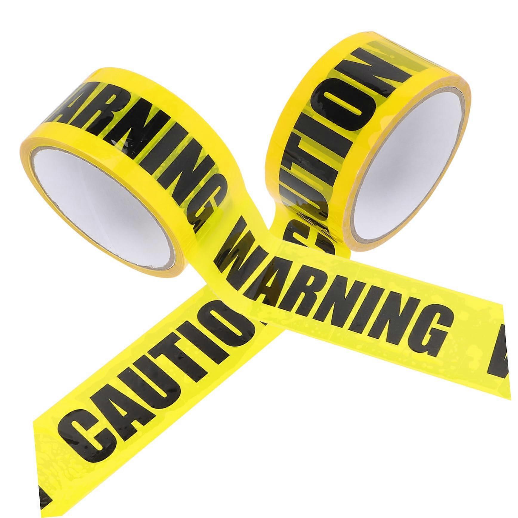 Halloween essential Yellow caution tape 2 rolls construction adhesive tape with black warning signs tape for road work