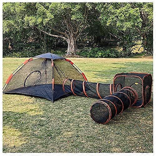 Cat Playpen with Tunnel, Foldable Outdoor Cat Enclosure, Pop Up Pet Tent