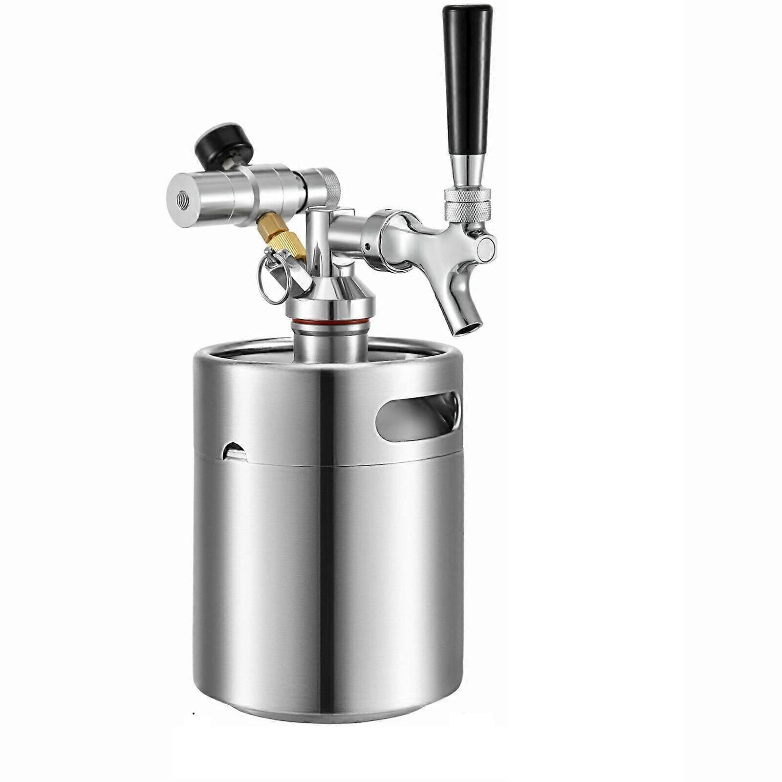 Beer Barrel 2L 4L 5L Stainless Steel Portable Beer Dispenser With Beer Tap, 68 Oz Capacity