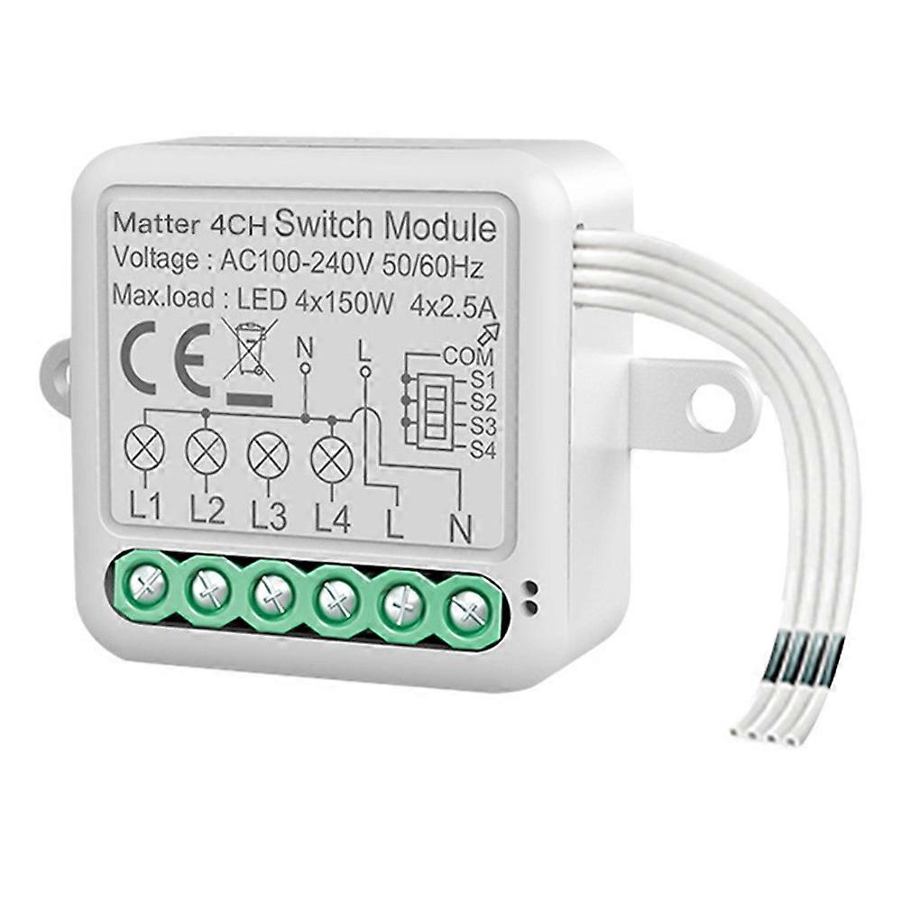 Matter SB04 For Homekit 4 Gang WiFi Smart Switch Module Wireless Voice Control Hidden Remote