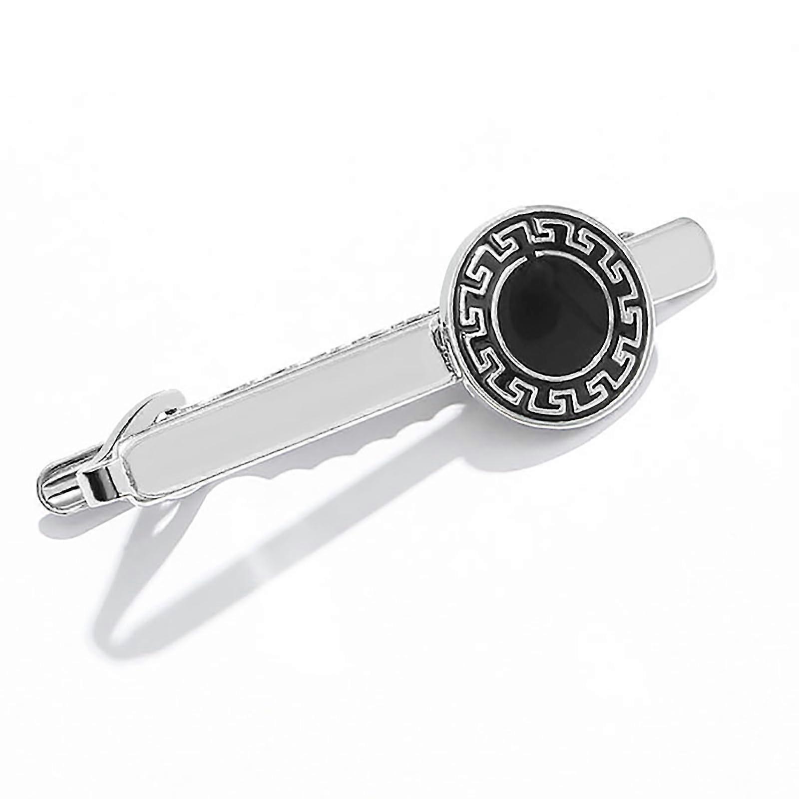 Creative Men's Tie Clip, Round, Striped, with One Hundred Clips, One Size, Silver