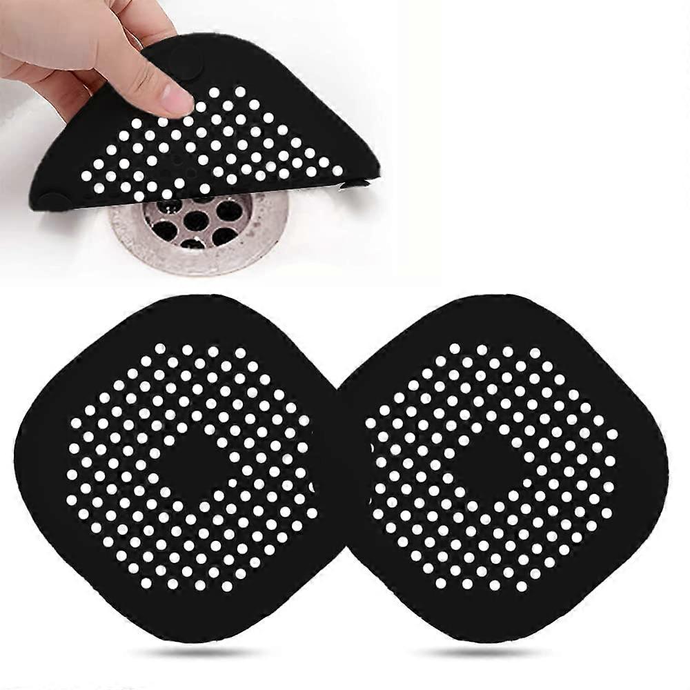 2Pcs Silicone Drain Protector, Kitchen Sink Filter with Suction Cup, black