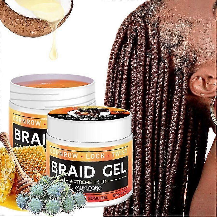 Strong Hold Braiding Gel for Twists, Locs, Cornrows - Tames Frizz, High Shine, No Flake, Easy Edge Control