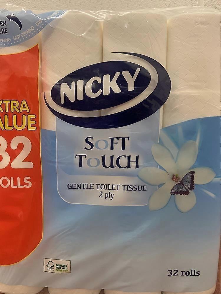 Nicky Soft Touch Gentle Toilet Tissue 2PLy 32Rolls Pack Sheet Wipes