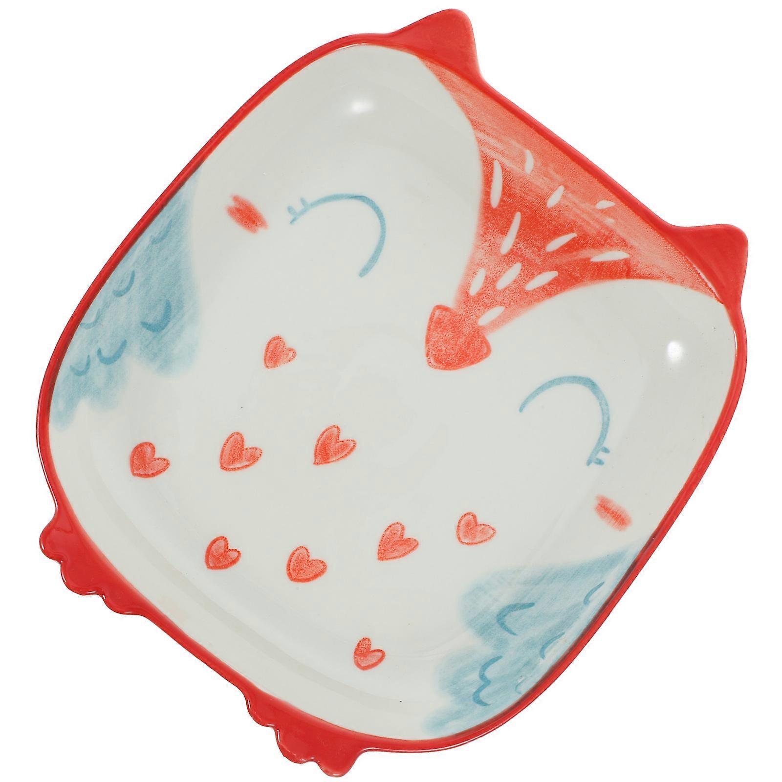 Ceramic Children Plate for Serving Food with Adorable Design and Smooth Finish Red