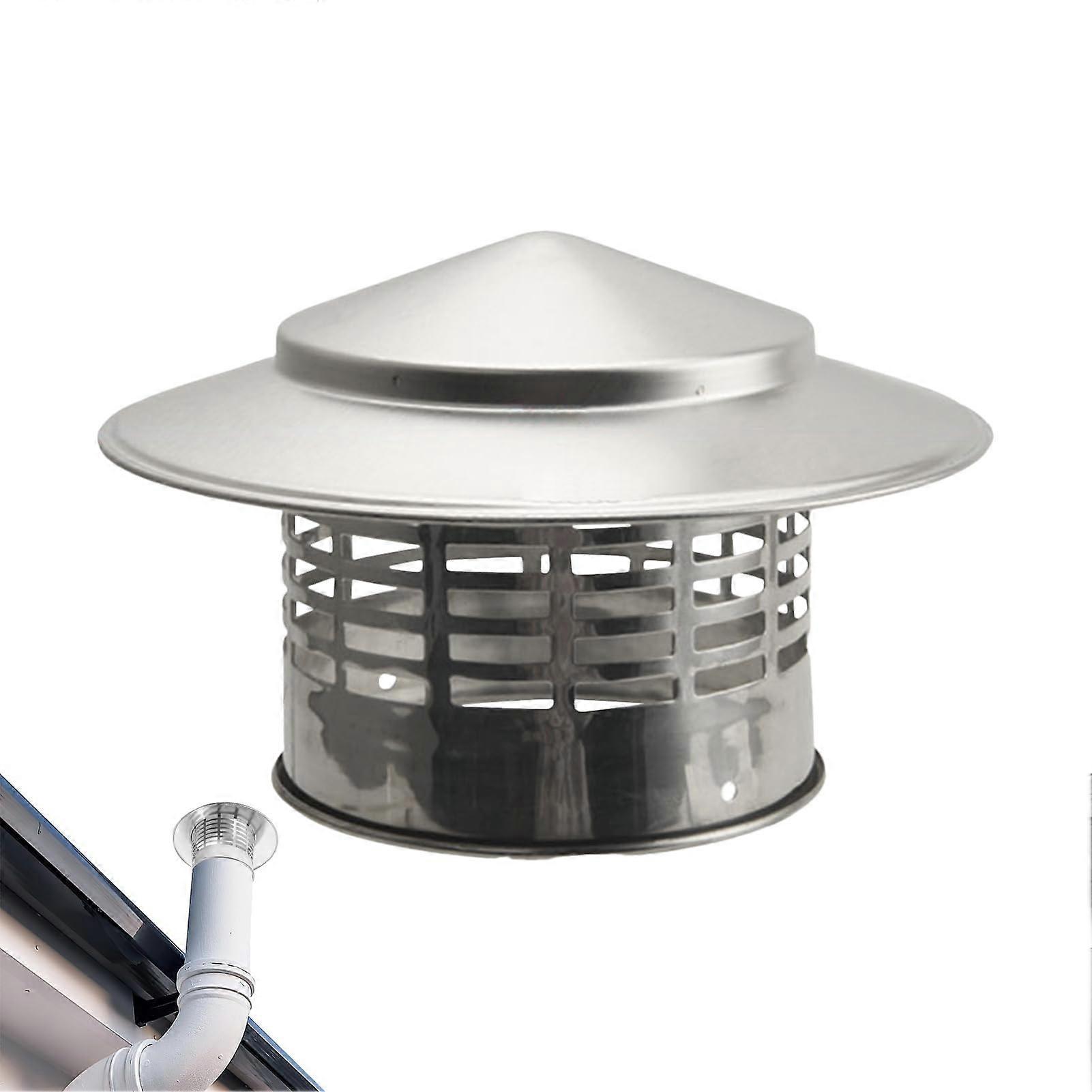 Stainless Steel Chimney Flue Pipe, Umbrella Cap, Rain and Bird Protection, 110 mm