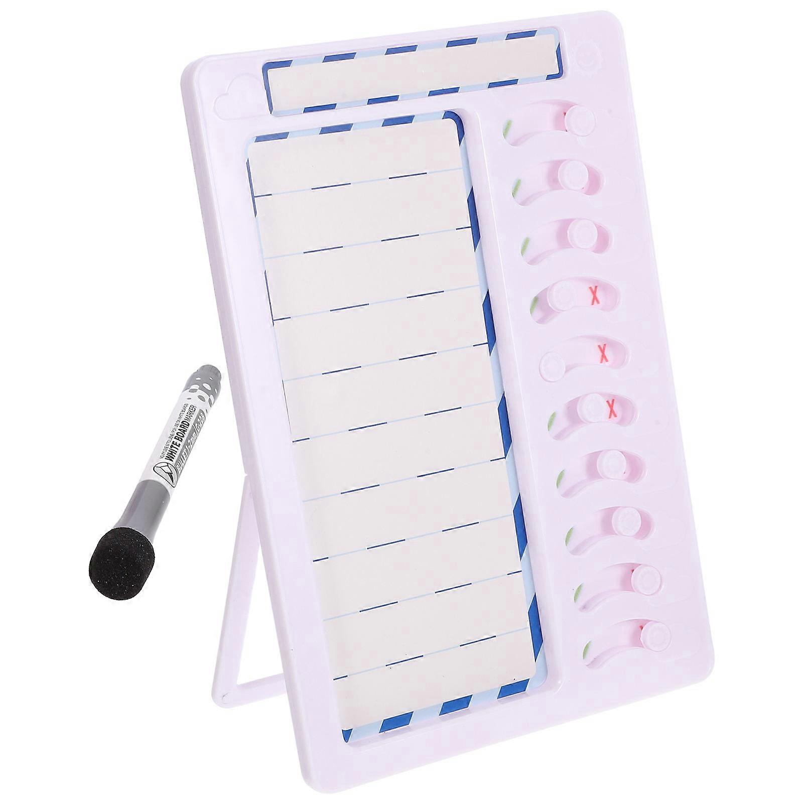 Kids Daily Routine Chart Household Reminder Erasable Task Tracking Blue Plastic 1Set