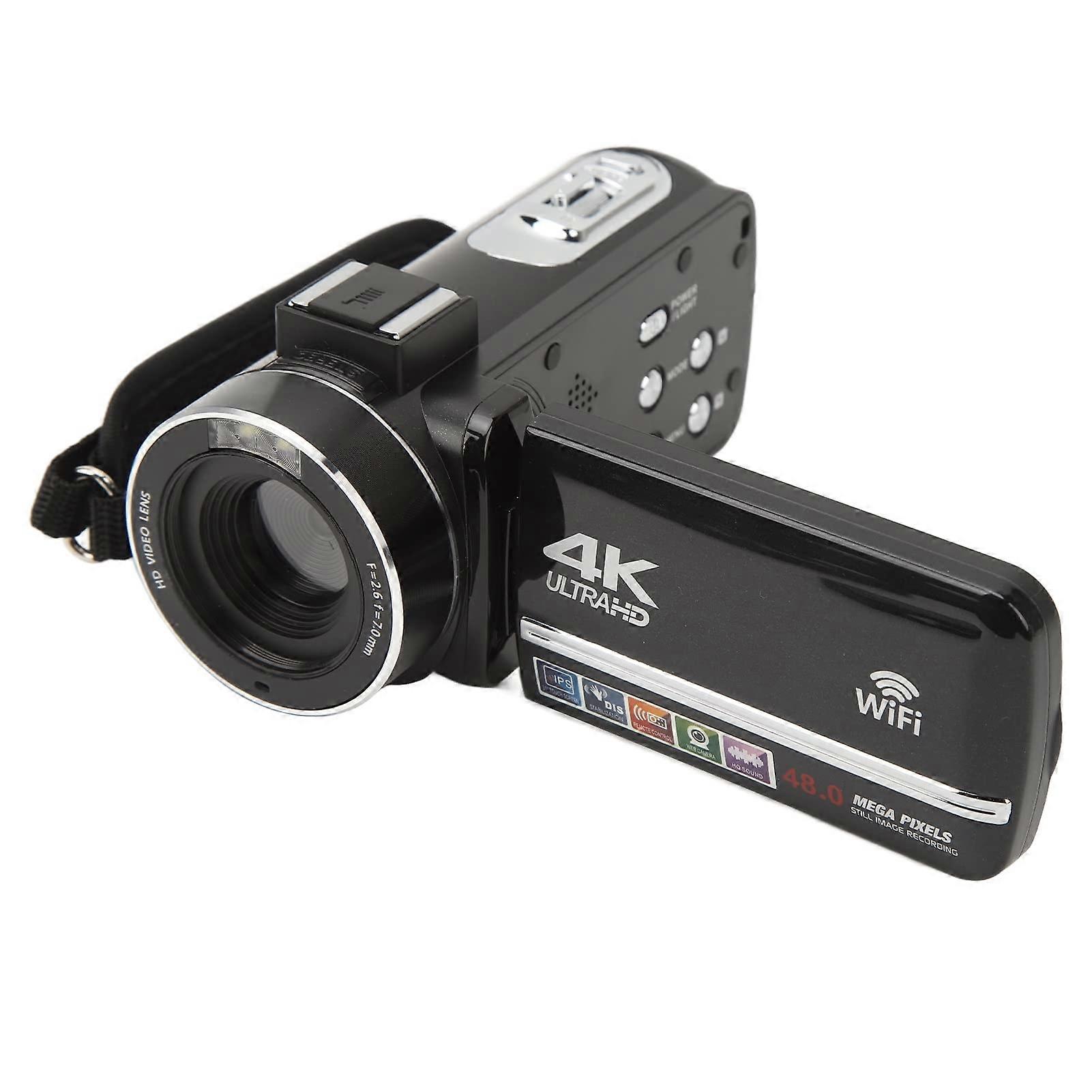 4K 48MP Camcorder 18X Zoom 3.0' LCD Vlogging Camera with Remote 2 Batteries