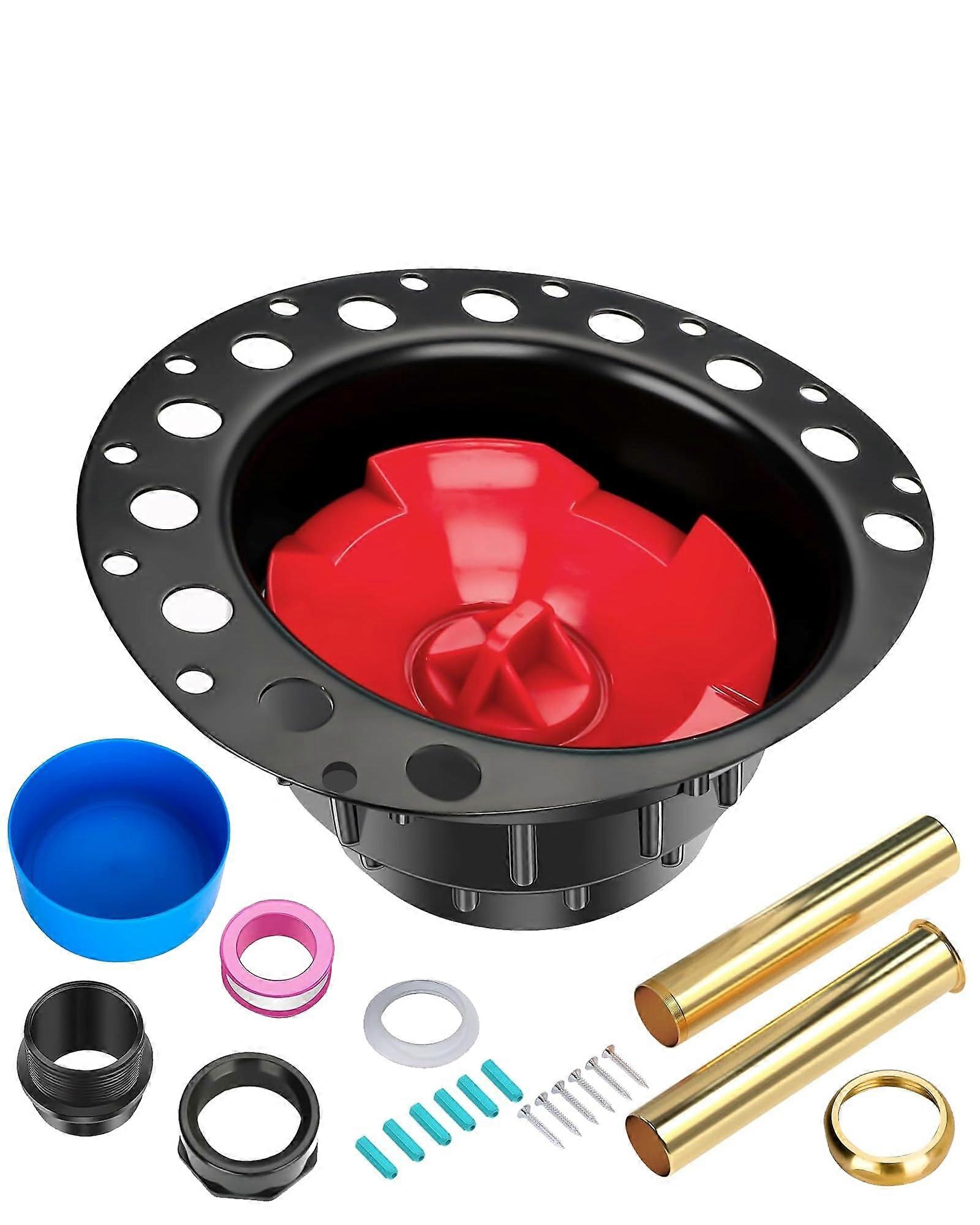 Freestanding bathtub drain set with brass tailpieces, PVC adapter – compatible with all freestanding tubs (black).