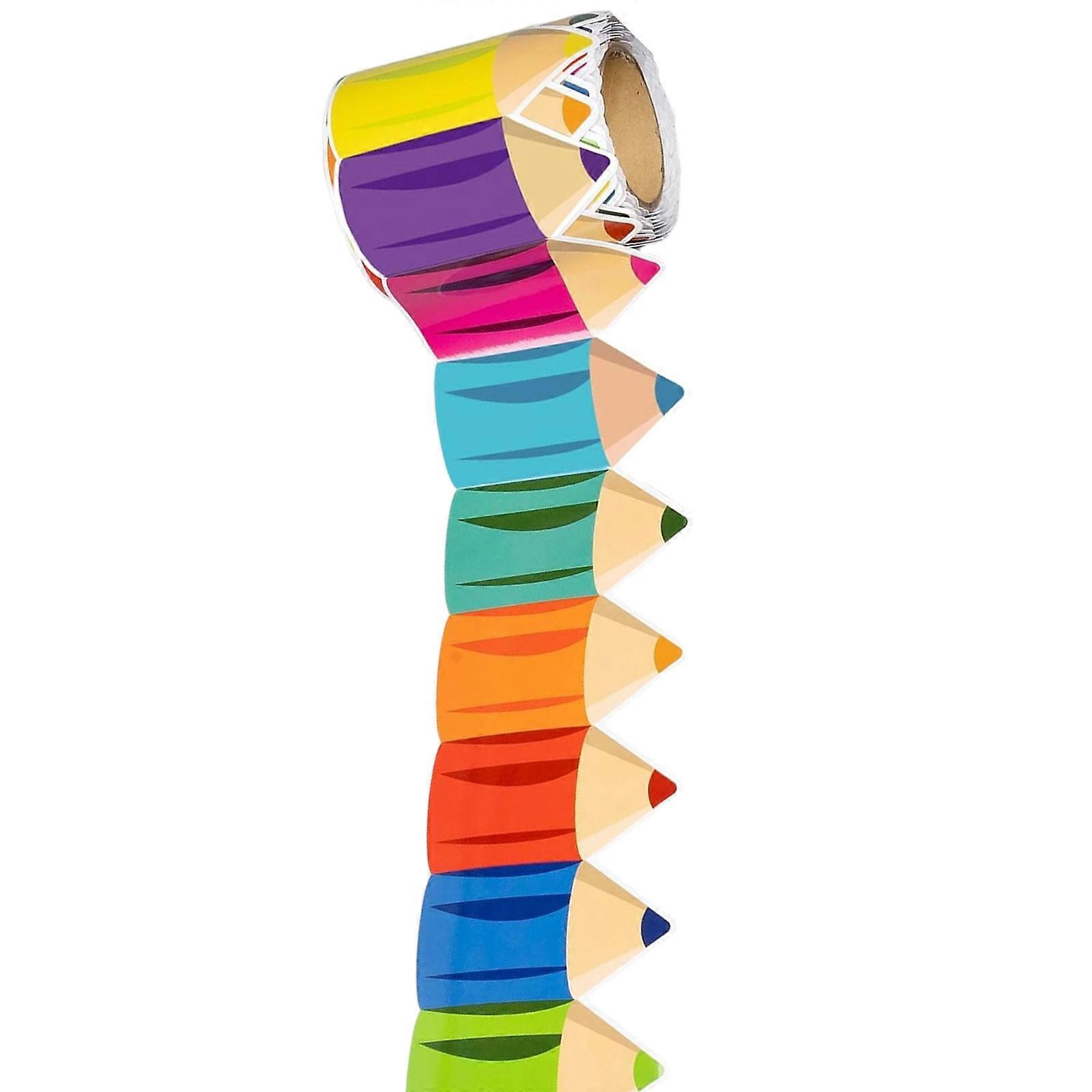Colorful Pencil Pattern Border Trim Wall Sticker Bulletin Board Border Trim 25.9ft for Classroom Notice Board Chalkboard Multicolor