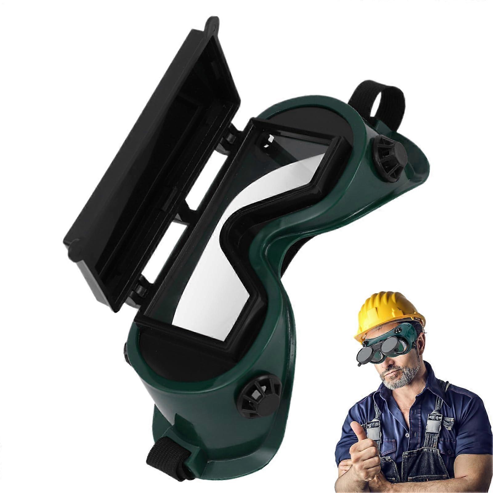 Welding Glasses 7.87 x 3.35 Inch Flip-Up Dustproof Eye Protection For Brazing And Plasma Cutting, Square Frame