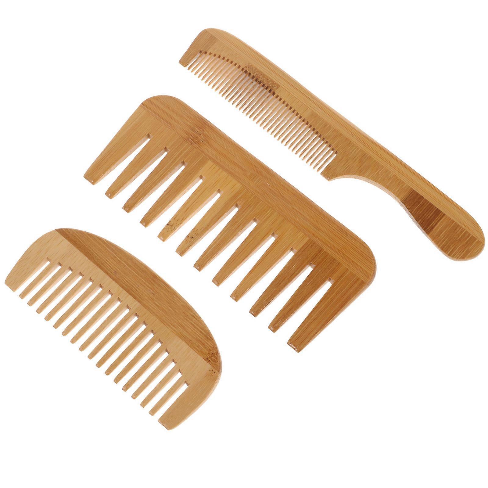 Detangle Comb Bamboo Combs Lightweight Everyday Use 3Pcs