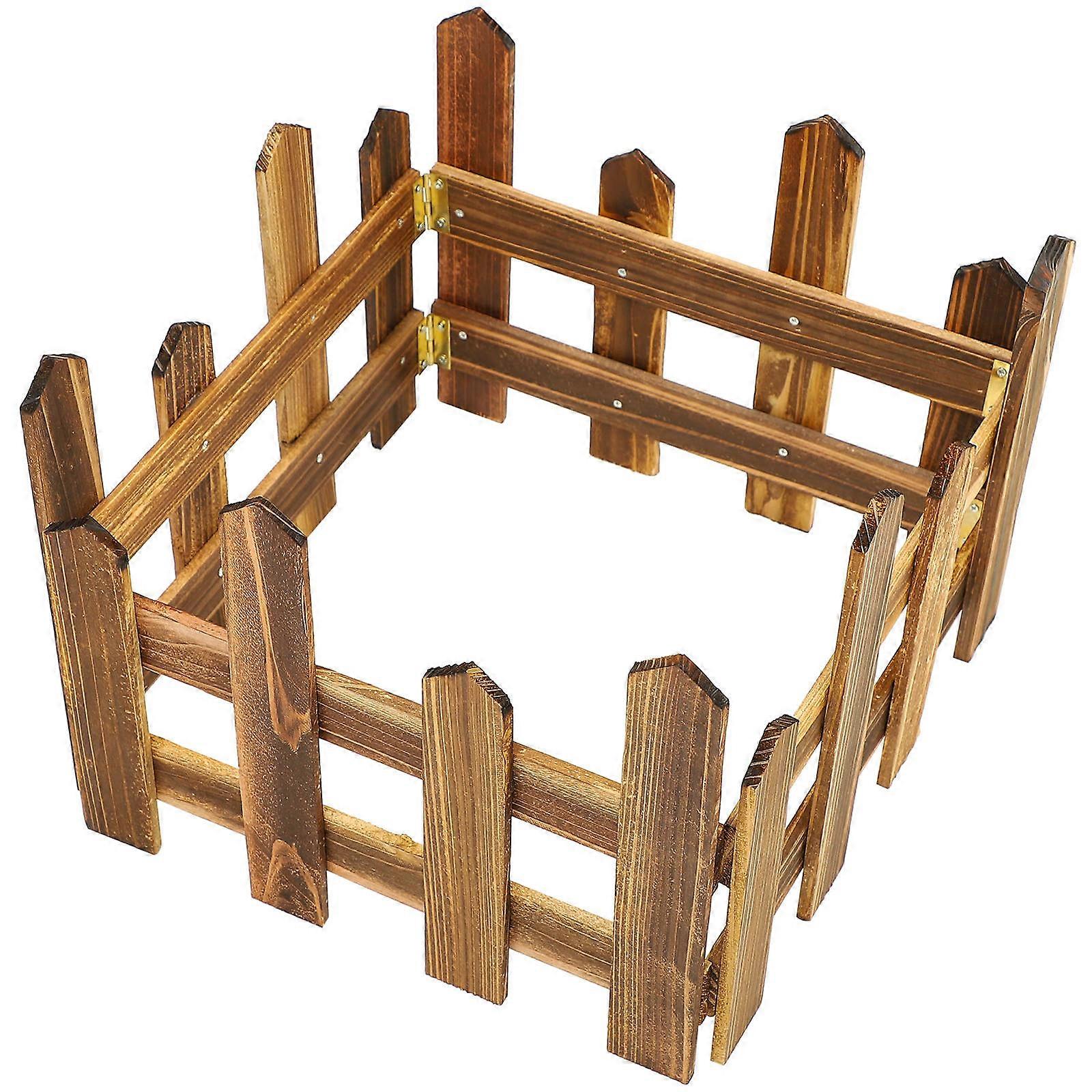 Wooden Fence for Home Coffee Color Plastic Material Perfect for Garden Decor and Yard Fence 7.8 inches