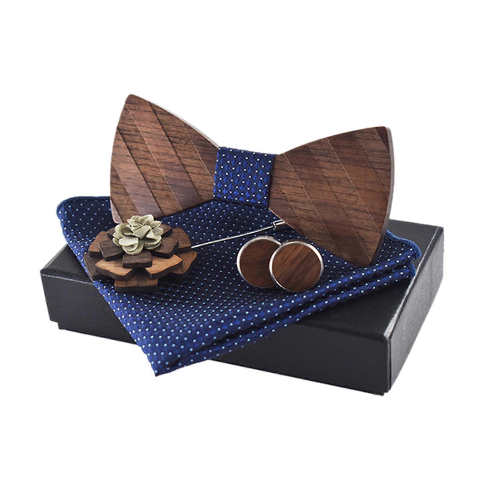 Elegant Bow Tie Set with Kerchief & Cufflinks for Men – Classic Wedding Accessories for Formal Occasions, Durable & Chic Design