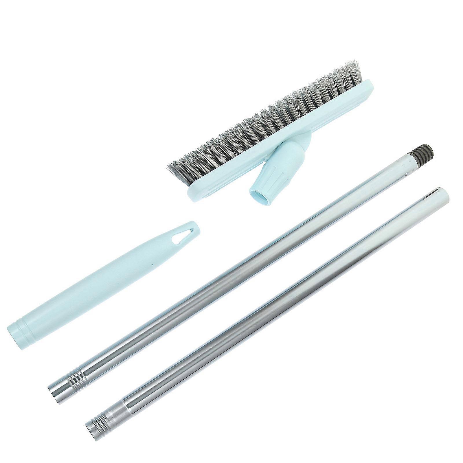Rotatable Bath Brush with Long Handle for Deep Cleaning Blue Stainless Steel and PP Material