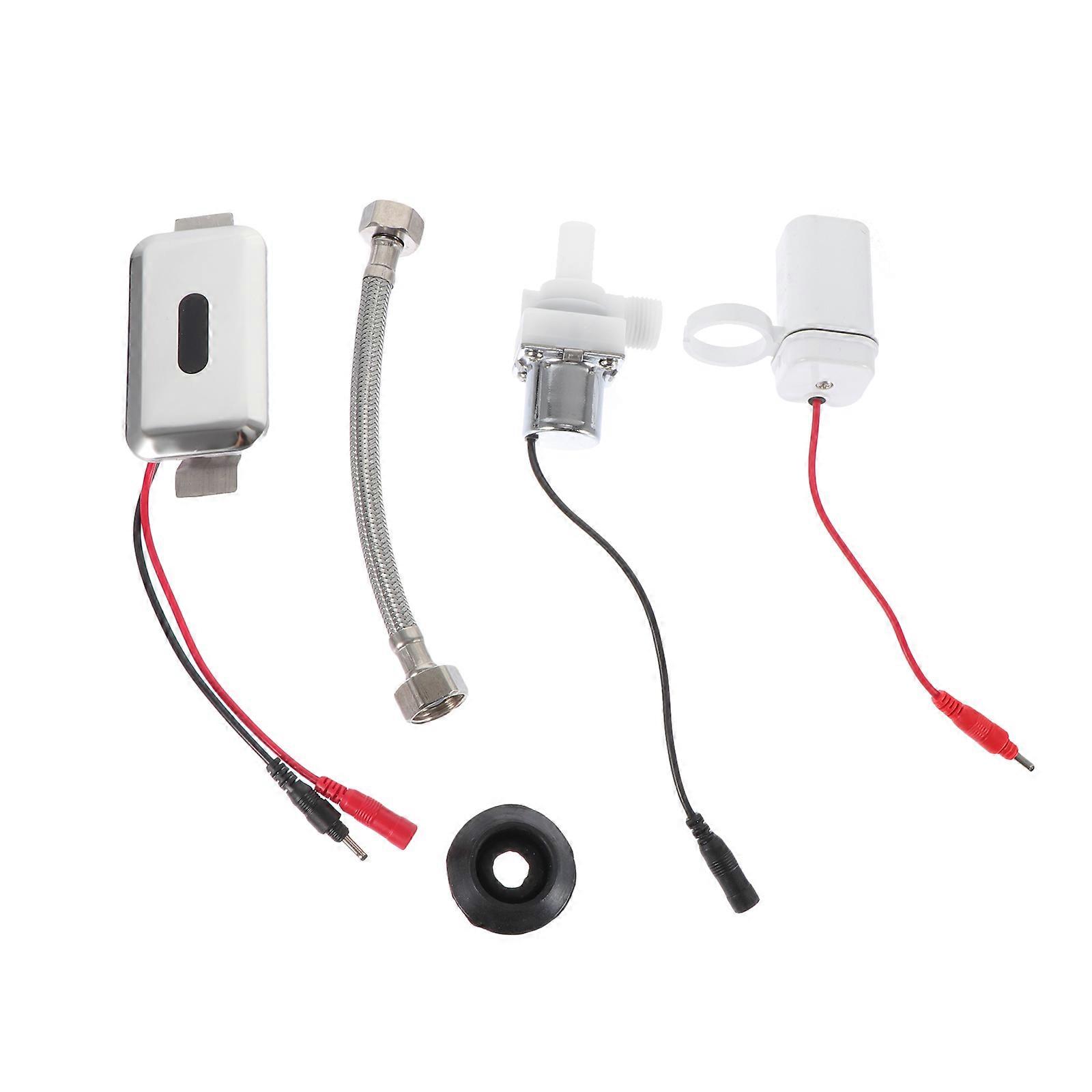 Intelligent Toilet Device Automatic Sensor Urinal Accessory Silver Square Shape Touchless Urinal Flush 1Set