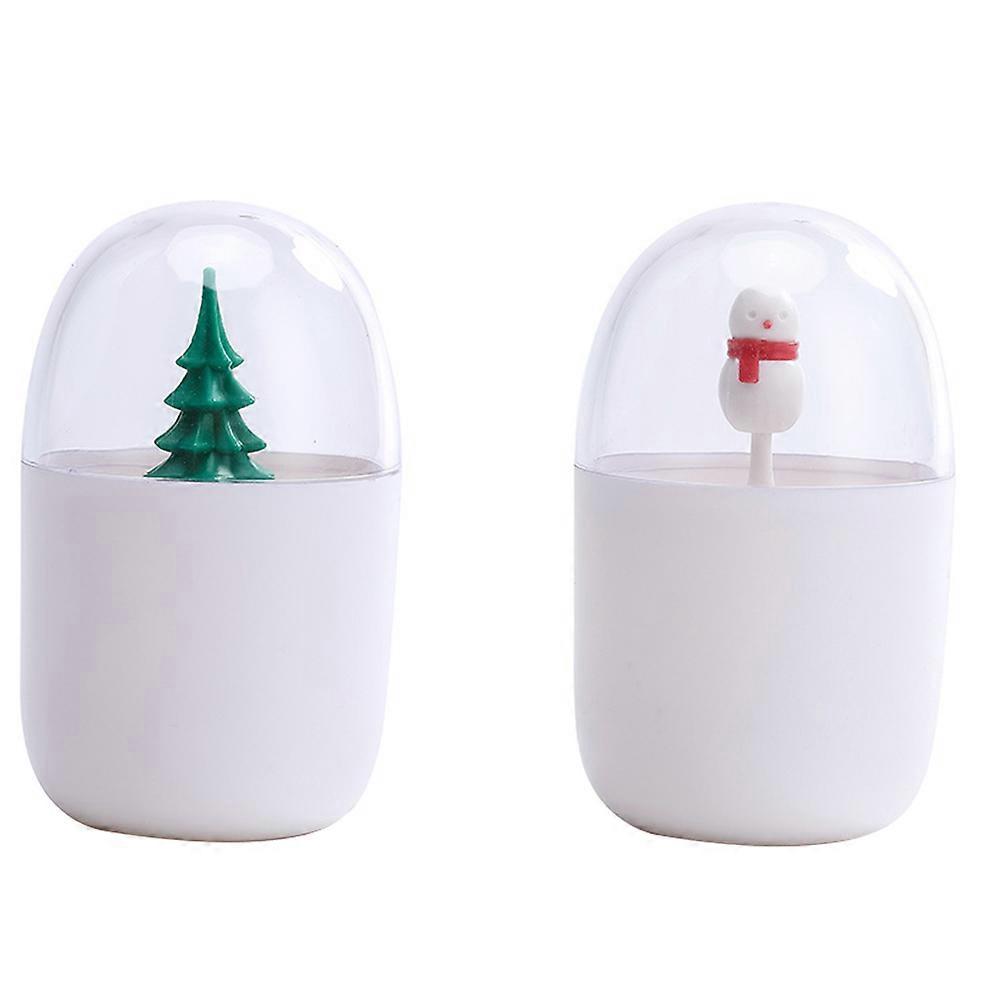 Holiday Cotton Swab Holders Christmas Tree and Snowman Pattern Design Home Use 11.5x6.5cm 2Pcs