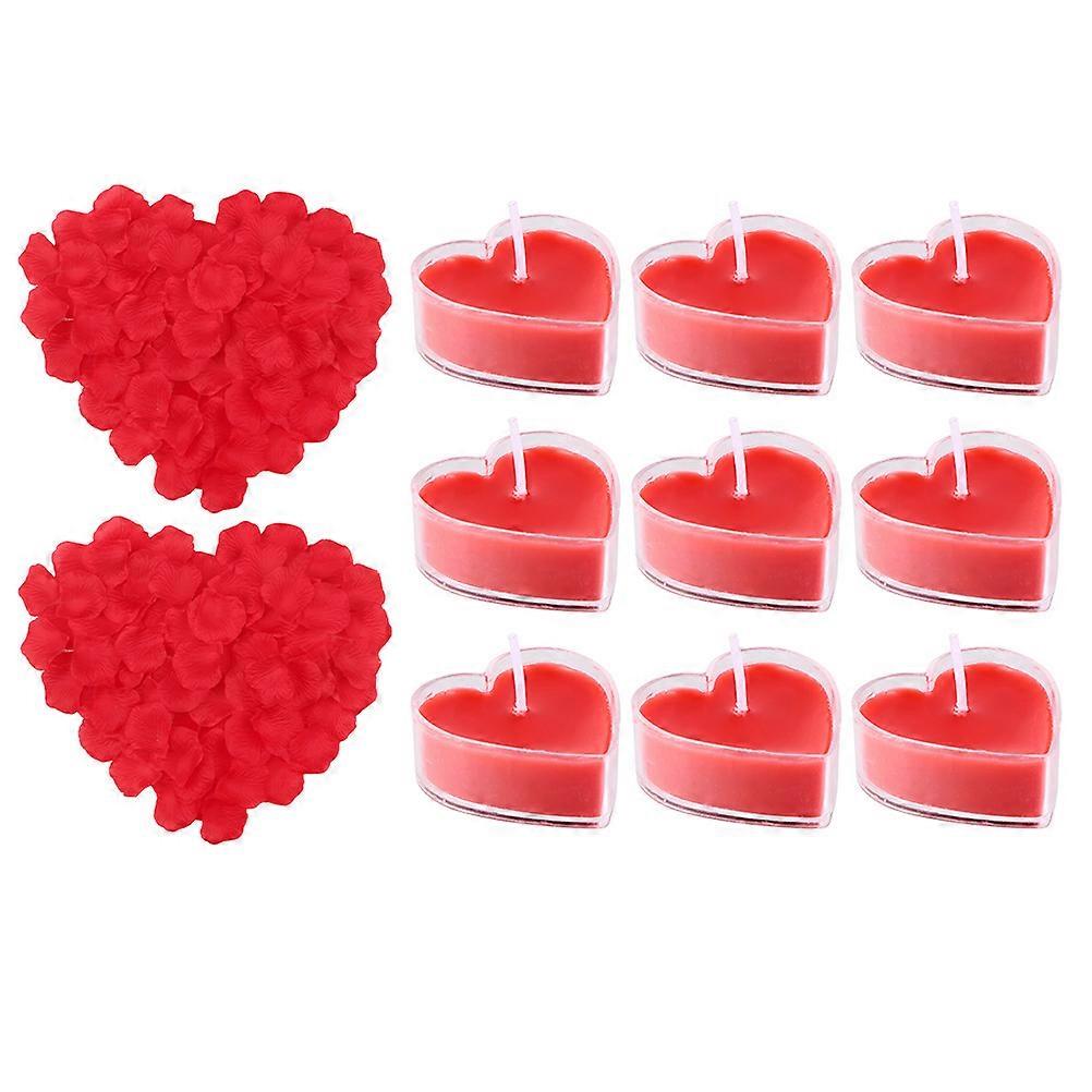 Aroma Candles Scented Candles Heart Shaped with Fake Rose Petal Wedding Romantic 5 Sets
