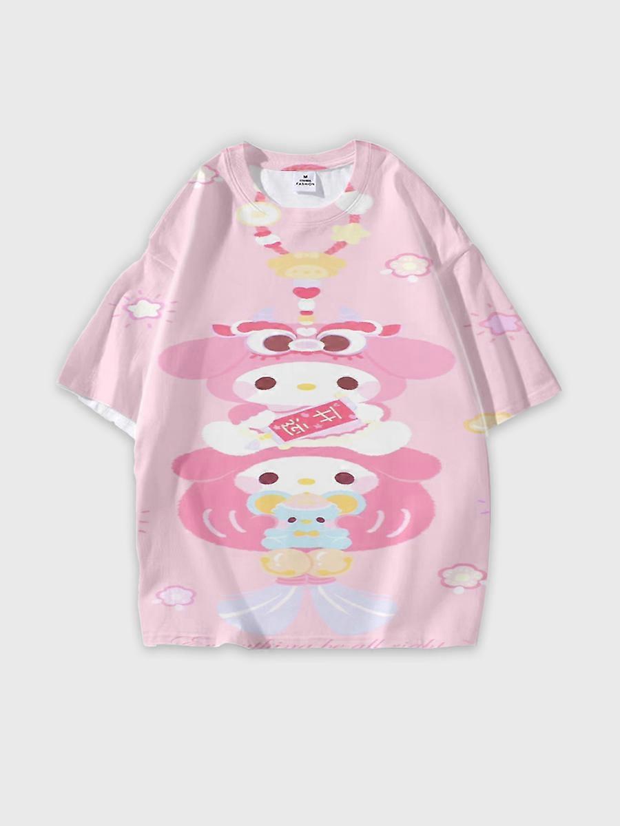 T-shirt round neck Cartoon Pattern loose short sleeve M233