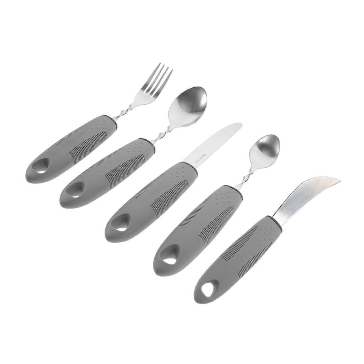Anti Shake Tableware Weighted Utensils for Elderly, Shockproof Cutlery with Handle for Large Hands, Household Spoon Set
