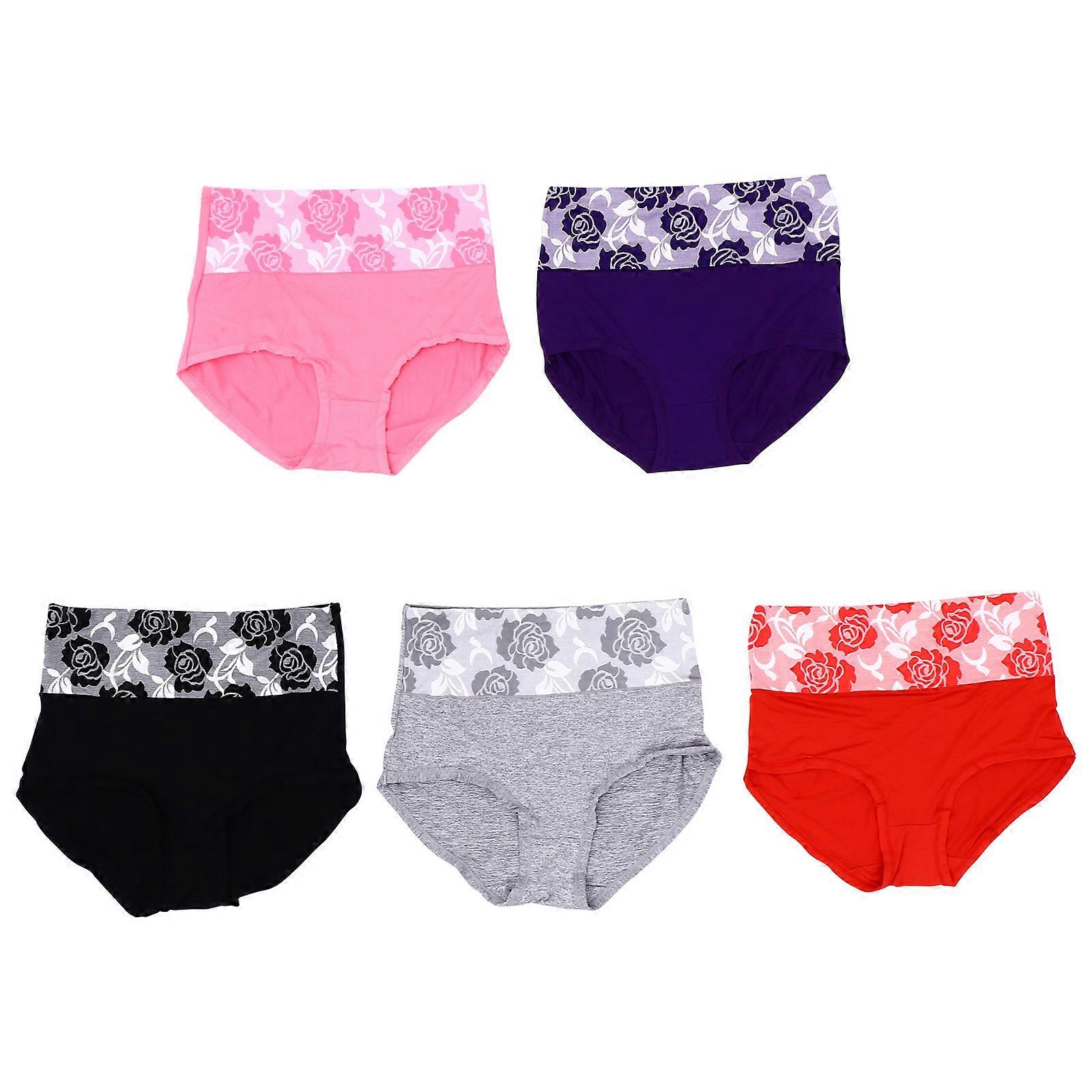 High Waisted Postpartum Briefs 5Pcs For Women Assorted Color Breathable Smooth Waist Effect