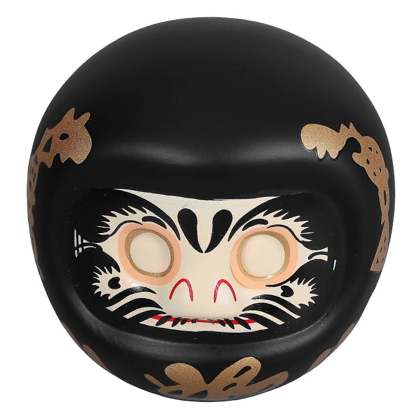 Coin Saving Jar Black White Japanese Ceramic Doll for Daily Use with Wealth Design