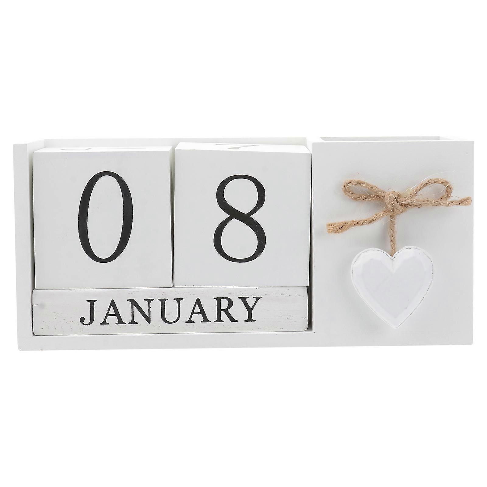 Creative Desktop Calendar Pen Container Holder For Office Use Compact White 1Pcs