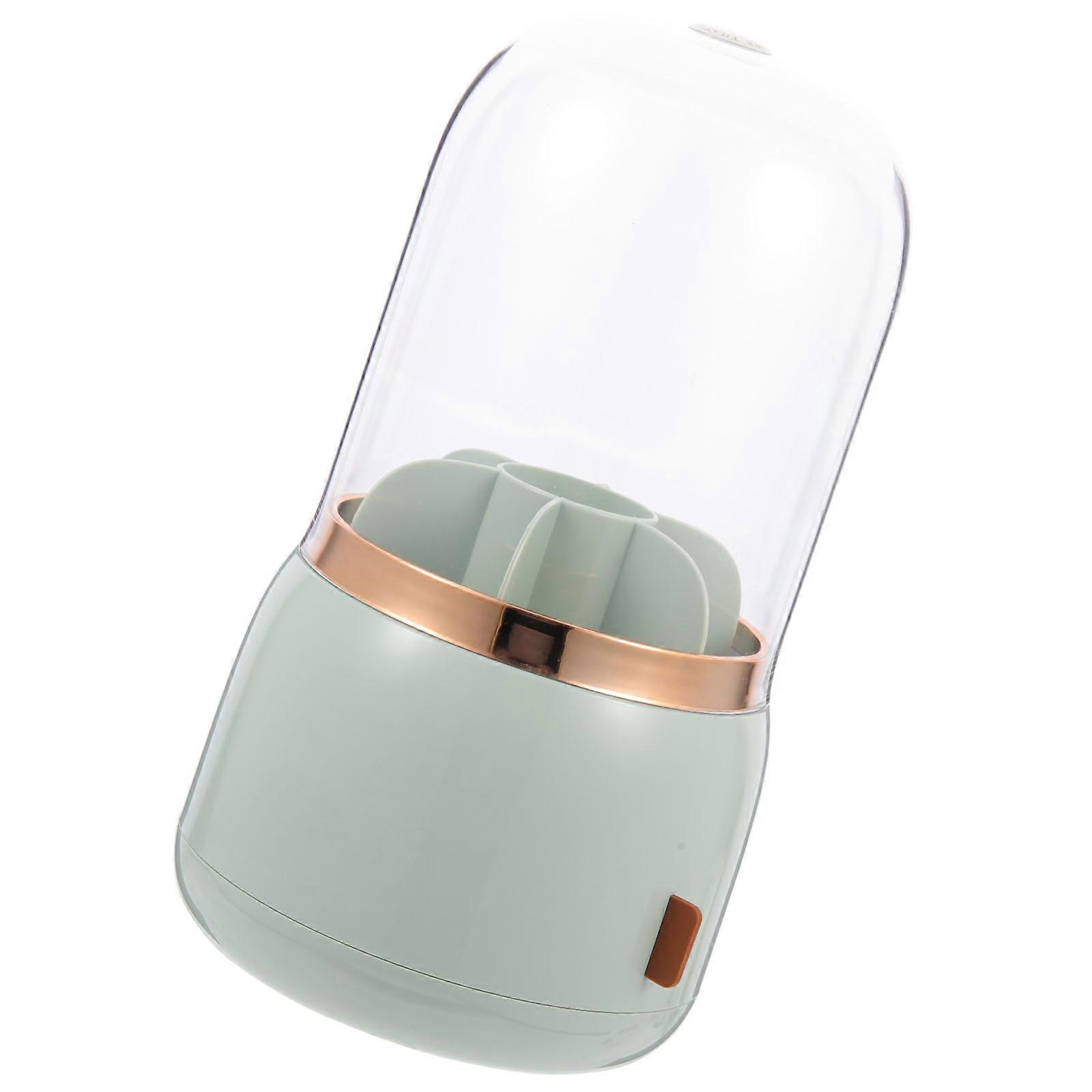 Covered Makeup Brush Container With Lid Rotatable Design For Women Home Use 1 Piece
