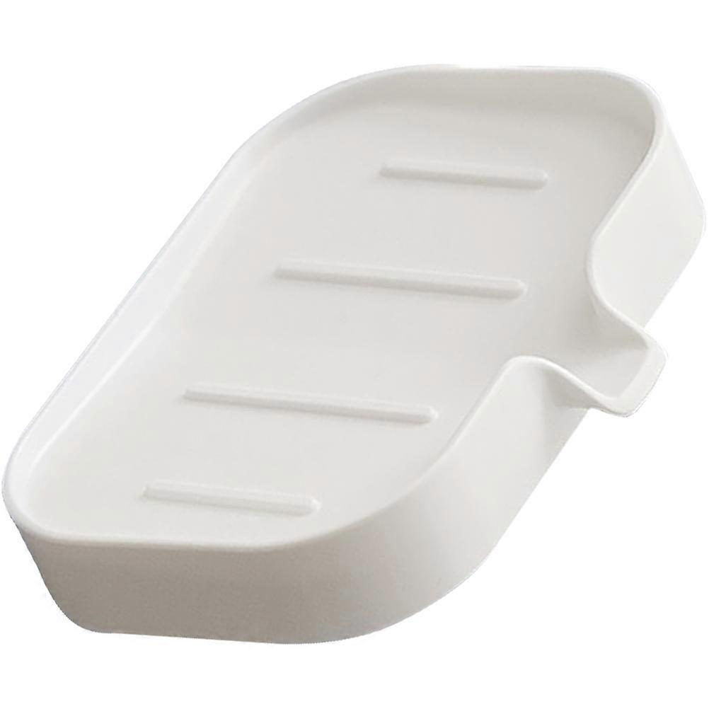 White ABS Soap Holder for Home Use and Easy to Clean with Drain Rack 4.7x2.8x2.8 Inches