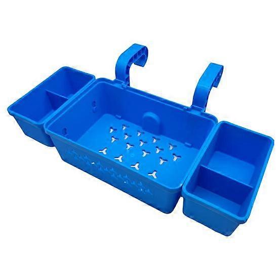 Poolside Storage Organizer with Hook Cup Holder Pool Storage Basket for Above Ground Pools Large Capacity Pool Accessories Holder for Most Frame Pools
