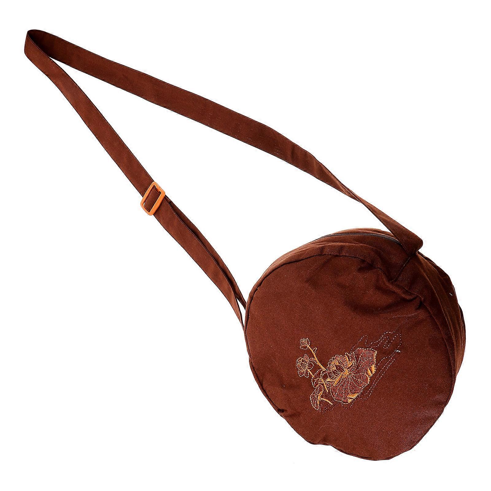 Singing Bowl Case in Coffee Color Cotton Cloth for Storage Use Zipper Design 7.8 Inches