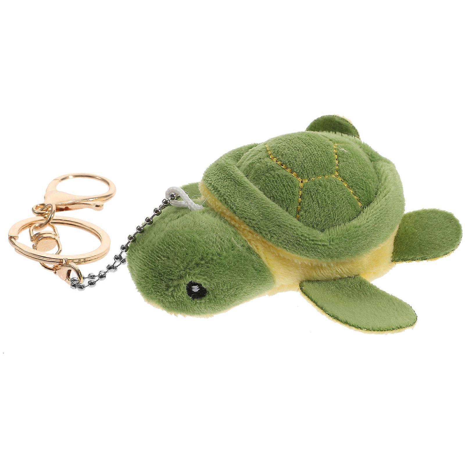Stuffed Turtle Keychain Golden 9x9x3cm Holding Keys Bag Hanging Ornament Soft Stuffed Toy 1Pcs