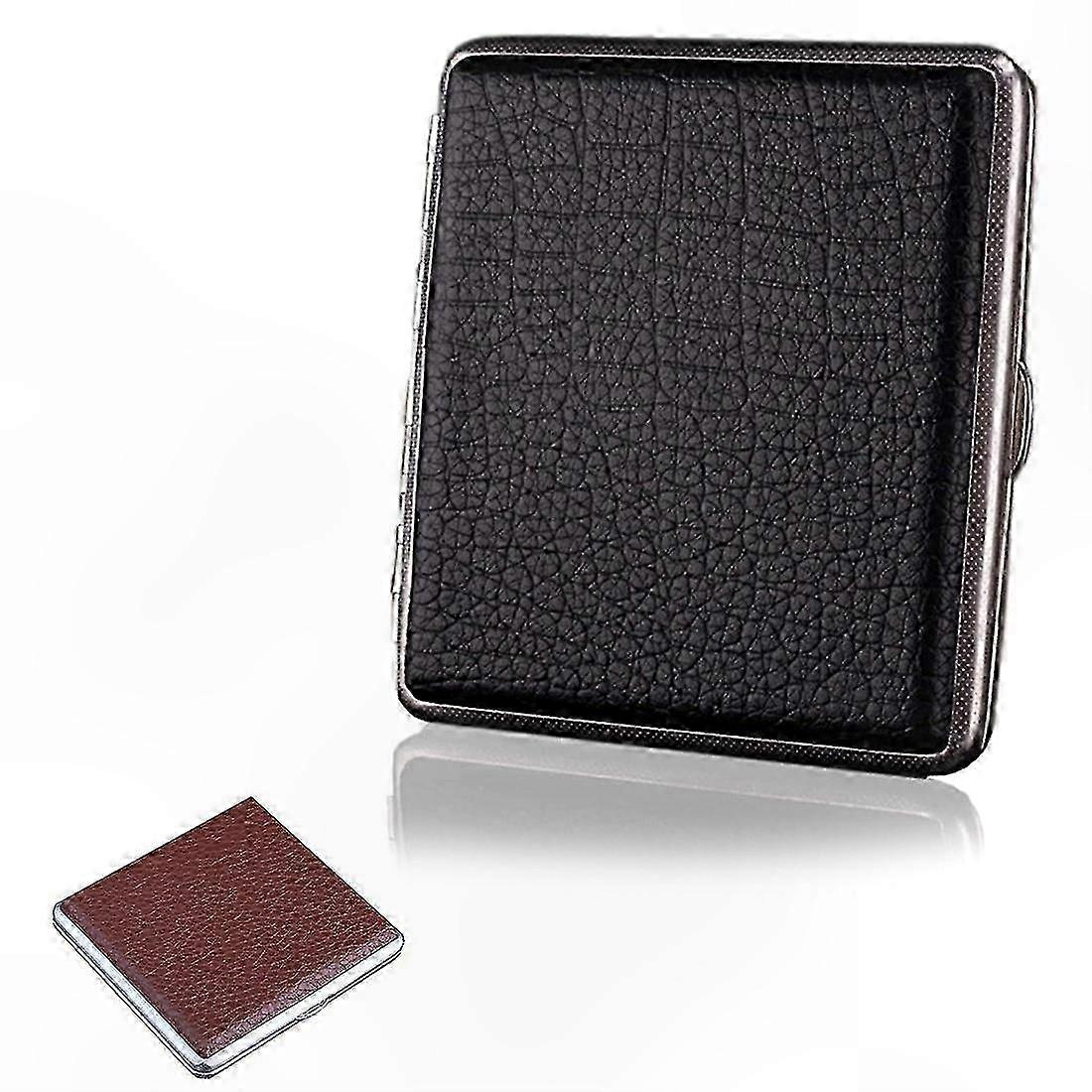 Zigarettenetui aus Leder mit Metallrahmen, fasst 20 Zigaretten, langlebiges Design, 2er-Set